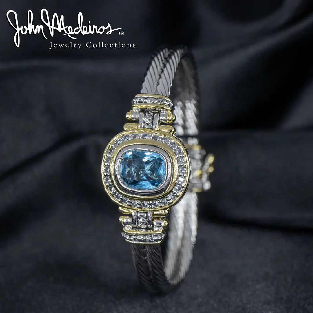 *Retired* Nouveau Pavé Accented Oval Stone Bracelet John Medeiros Jewelry Collections