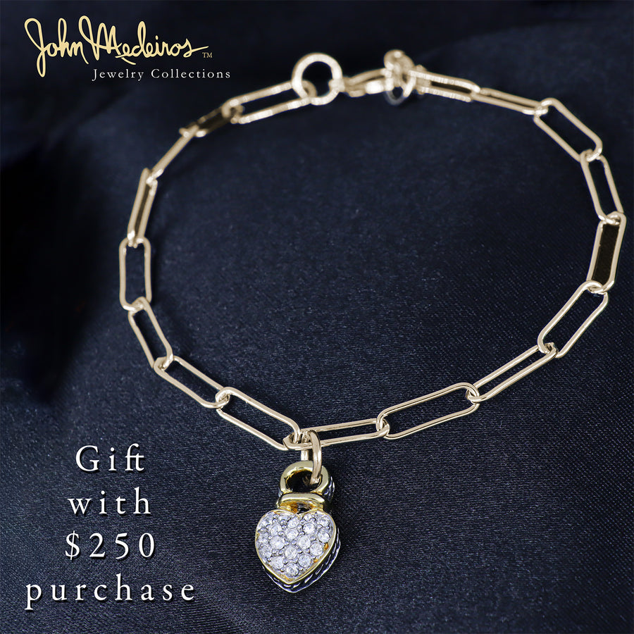 EXCLUSIVE Link Bracelet With Pavé Heart Charm John Medeiros Jewelry Collections
