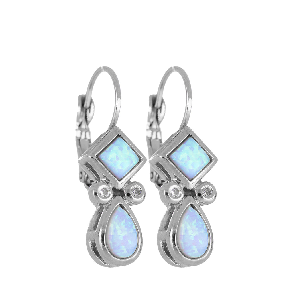 Opalas do Mar Collection - 2 Blue Opals French Wire Earrings John Medeiros Jewelry Collections