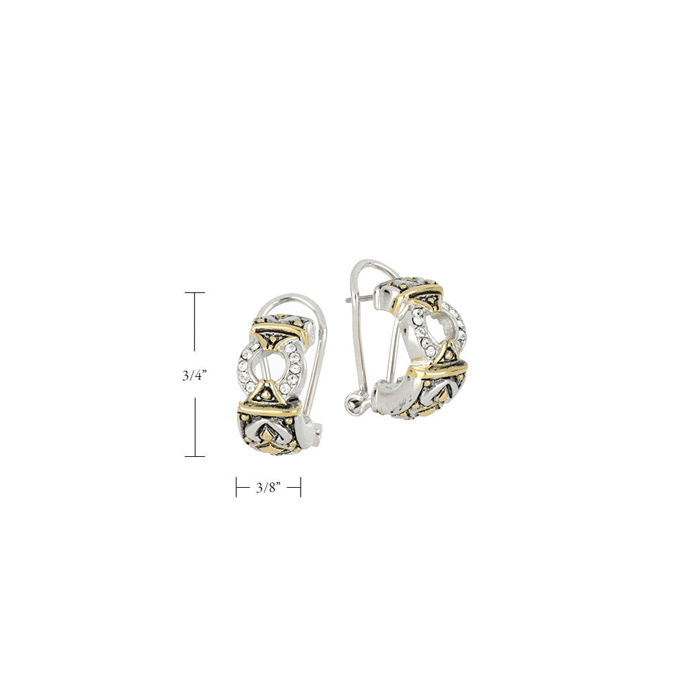 Antiqua Pavé Circle Post Clip Earrings