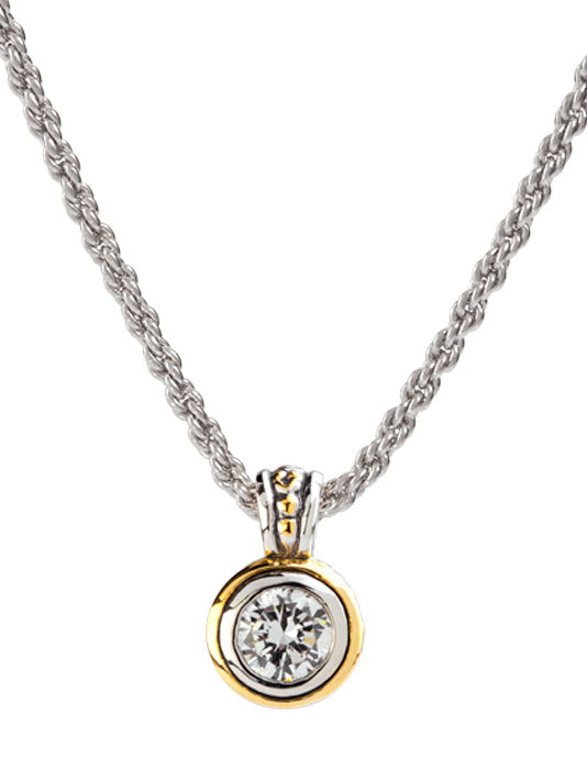 Beijos 8mm Bezel Set CZ Pendant Necklace