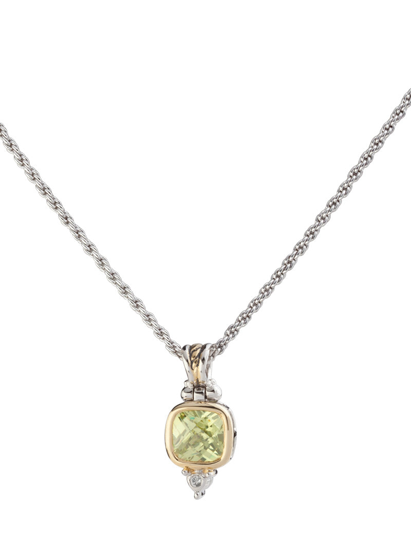 Nouveau Collection - Square Cubic Zirconia Pendant with Chain John Medeiros Jewelry Collections