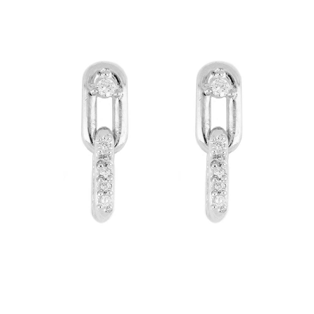 Diamante - Small Two Link Pavé Earrings with Cubic Zirconia Top John Medeiros Jewelry Collections