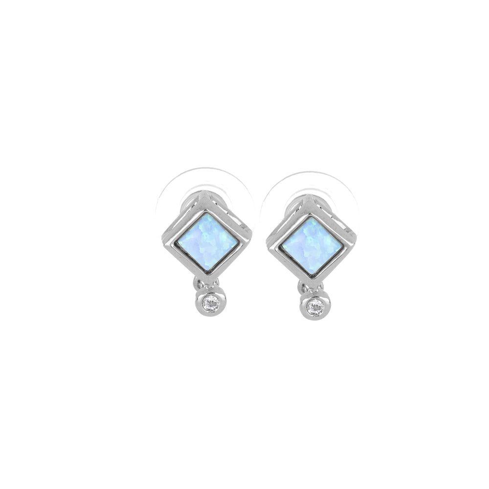 Opalas do Mar Collection - Single Blue Diamond Opal with CZ Post Earrings John Medeiros Jewelry Collections
