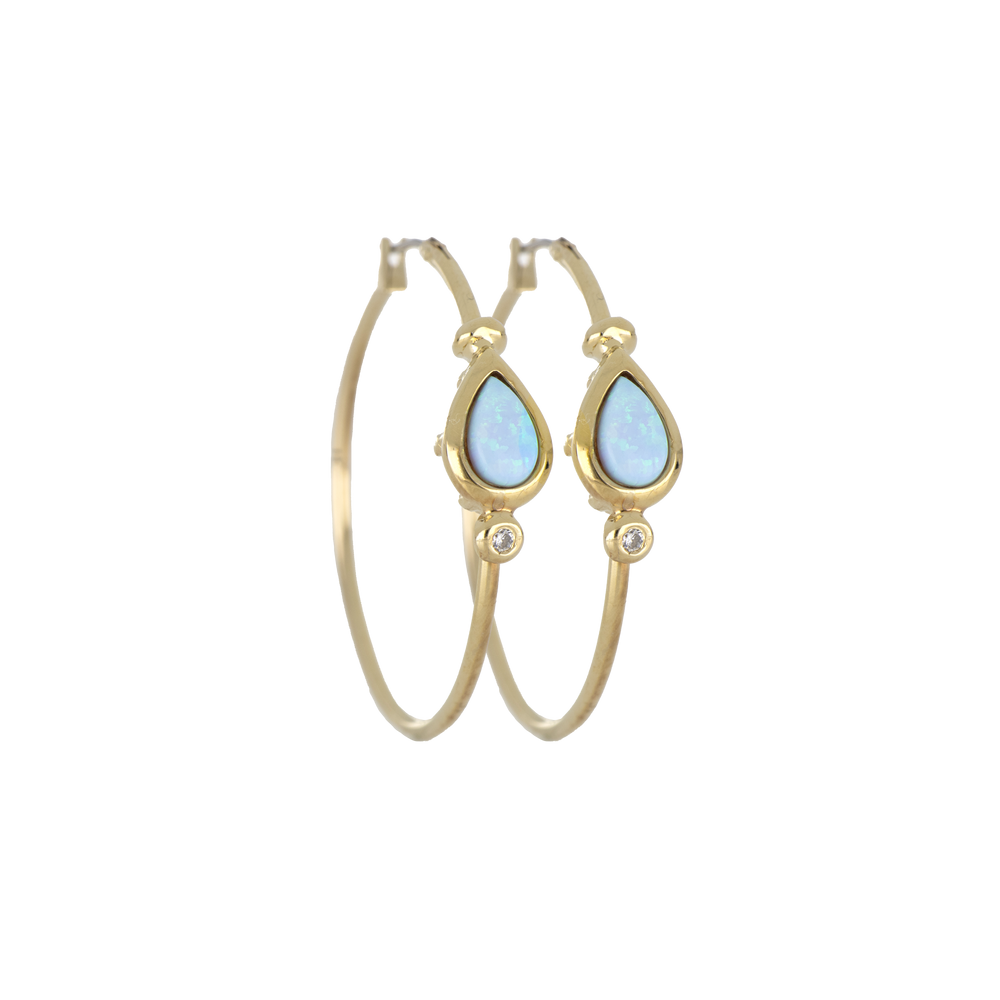 Opalas do Mar Collection - Blue Opal Pear Hoop Earring John Medeiros Jewelry Collections